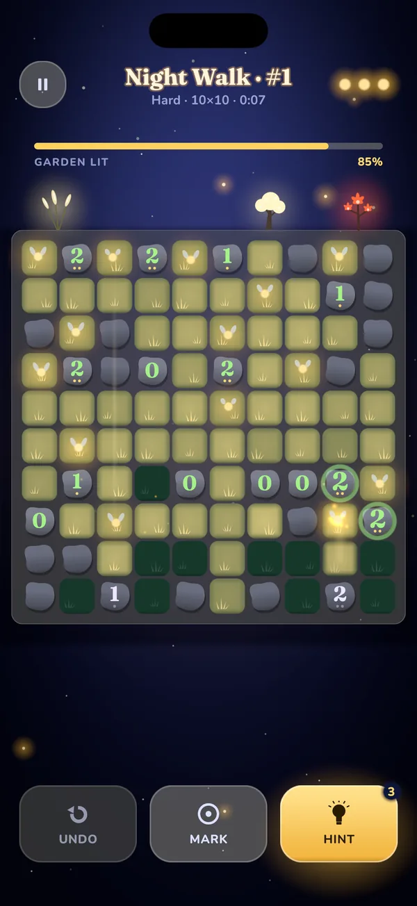 A 10 by 10 Night Walk puzzle