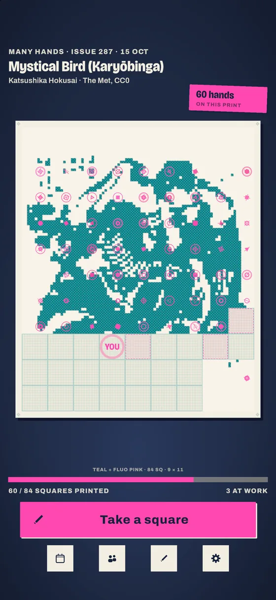 The shared print with an empty square marked YOU